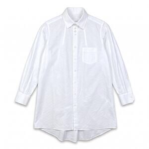 Shiro Sakai Collared Curved-Hem Women's Medium Cotton Button-Up White Shirt $770